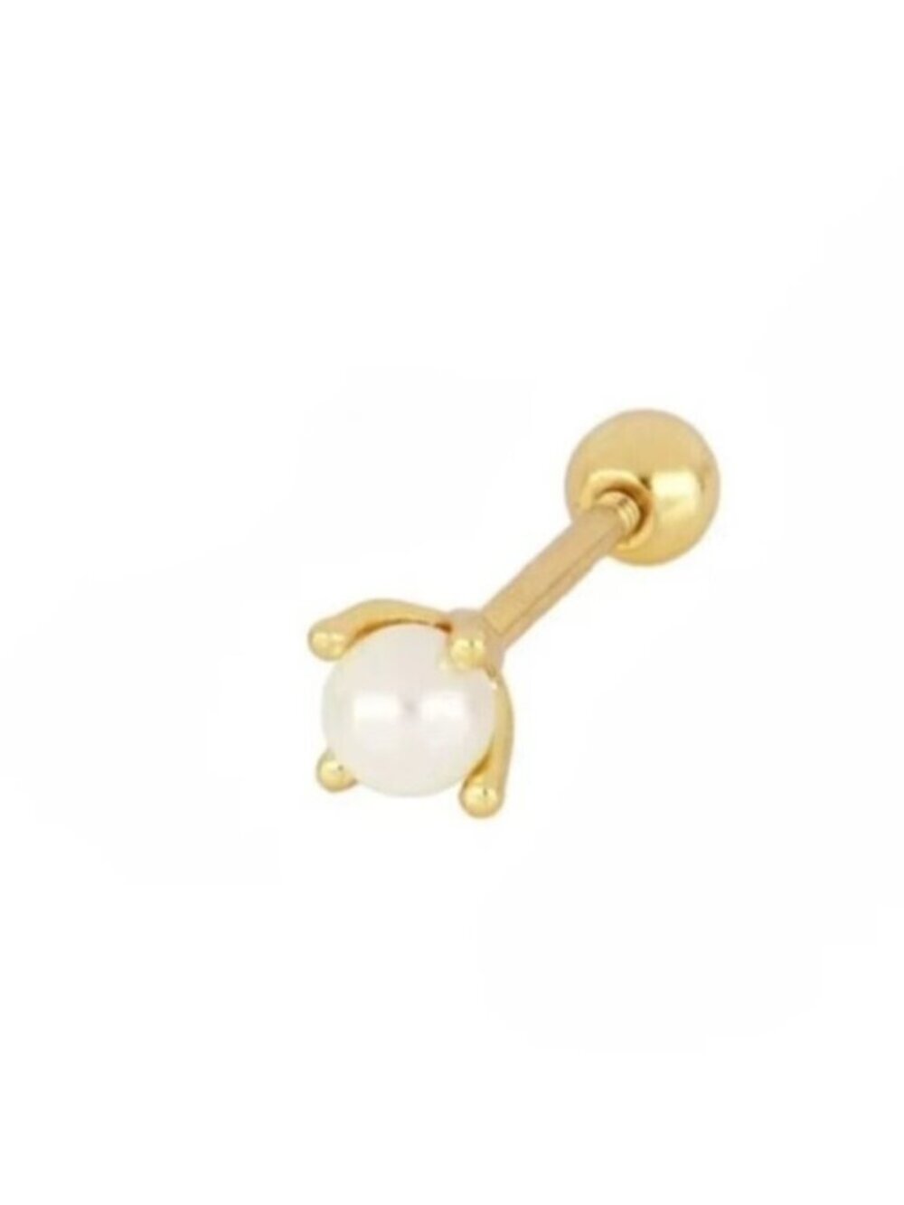 Dainty Pearl Screwback Stud Earring Single Minimal Everyday Pearl Stud Nap Stud